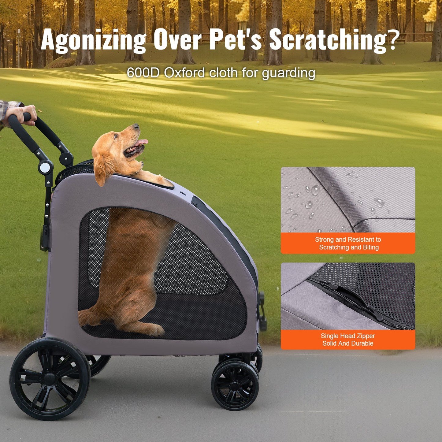 Heavy Duty 4-Wheel Pet Stroller | 160lb Capacity | Breathable Mesh