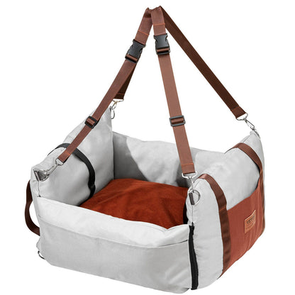 Dog Car Seat Booster with Safety Leash | Grey (2)
