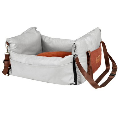 Dog Car Seat Booster with Safety Leash | Grey (2)