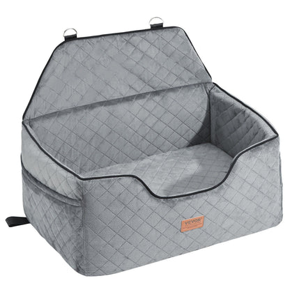 Dog Car Seat Booster with Safety Leash | Grey