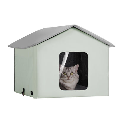 Heated Outdoor Cat House with Adjustable Temperature Timer | Green