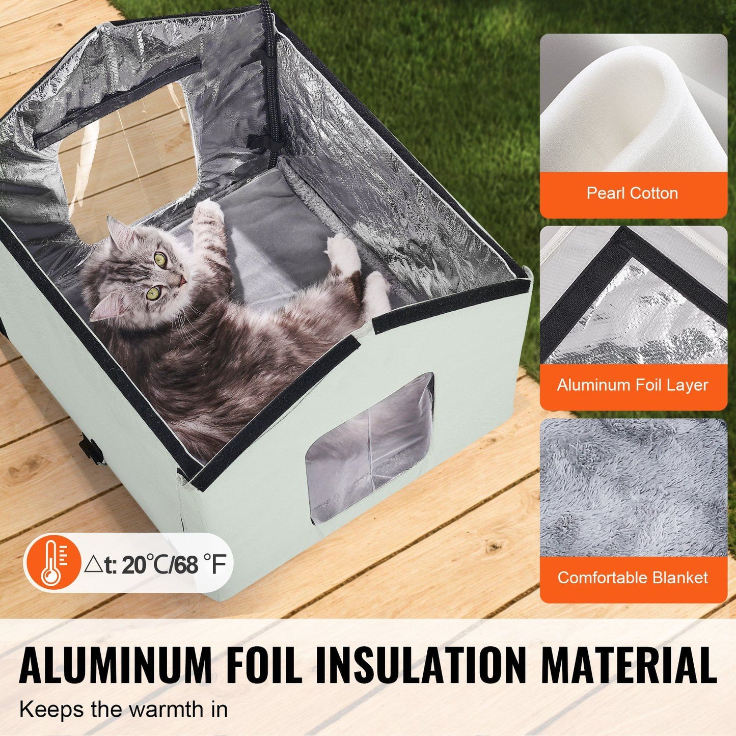Heated Outdoor Cat House with Adjustable Temperature Timer | Green