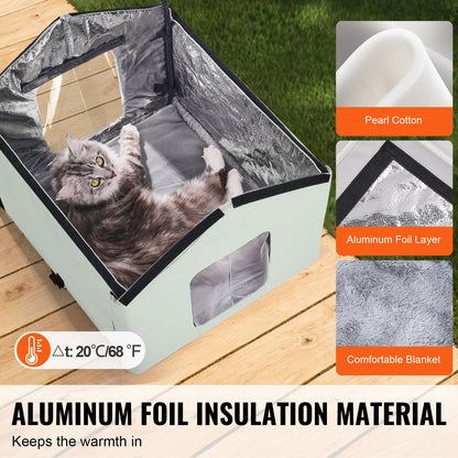 Heated Outdoor Cat House with Adjustable Temperature Timer | Green