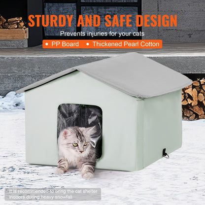 Heated Outdoor Cat House with Adjustable Temperature Timer | Green