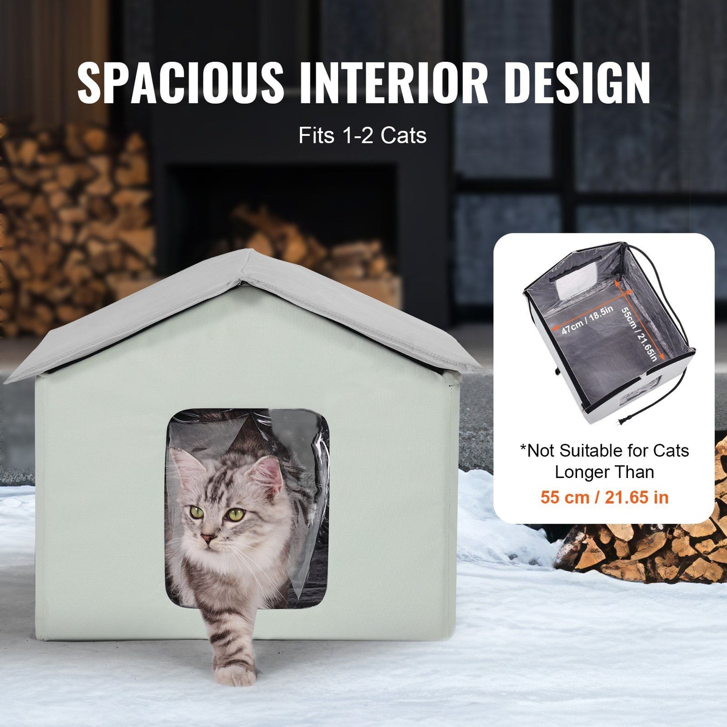 Heated Outdoor Cat House with Adjustable Temperature Timer | Green