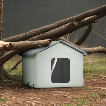 Heated Outdoor Cat House with Adjustable Temperature Timer | Green