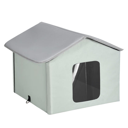 Heated Outdoor Cat House with Adjustable Temperature Timer | Green