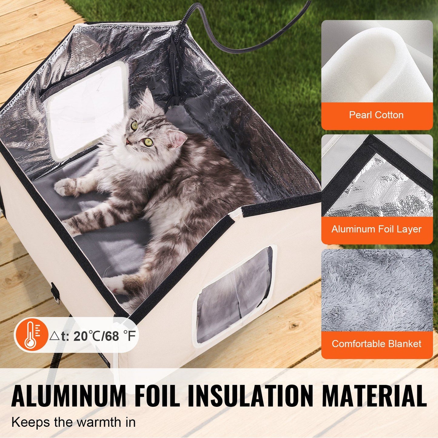 Elevated Heated Cat House with Timer | Brown Outdoor Shelter