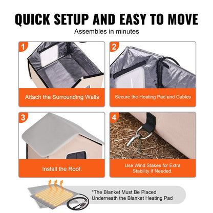 Elevated Heated Cat House with Timer | Brown Outdoor Shelter
