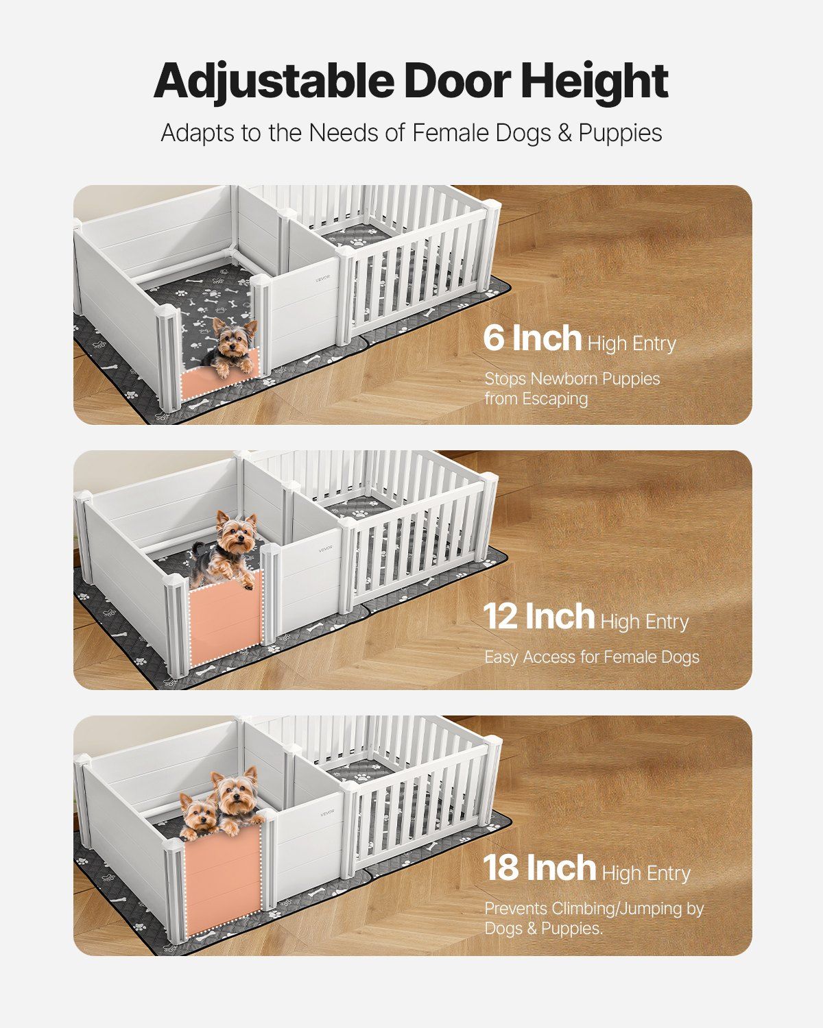 Dog Whelping Box | 1.86 x 0.97m | Adjustable Height Door | Medium Dogs