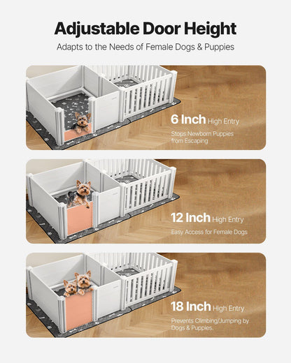 Dog Whelping Box | 1.86 x 0.97m | Adjustable Height Door | Medium Dogs