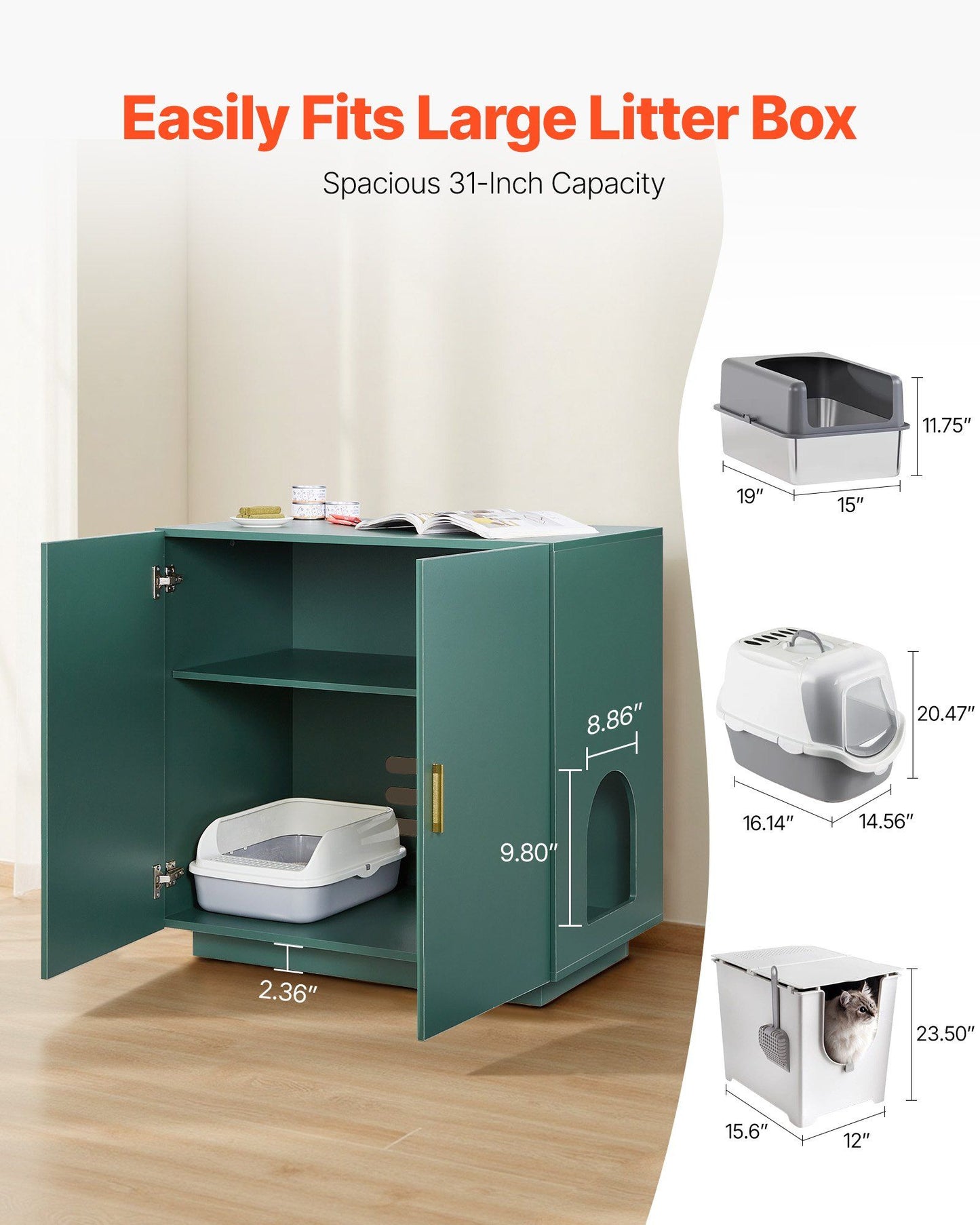 Hidden Cat Litter Box Enclosure | 80cm Wooden Cabinet Washroom
