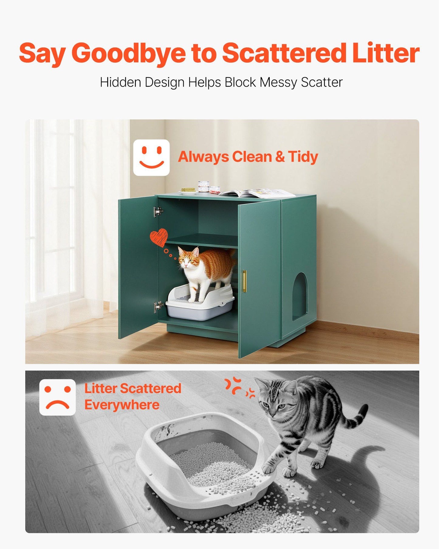 Hidden Cat Litter Box Enclosure | 80cm Wooden Cabinet Washroom