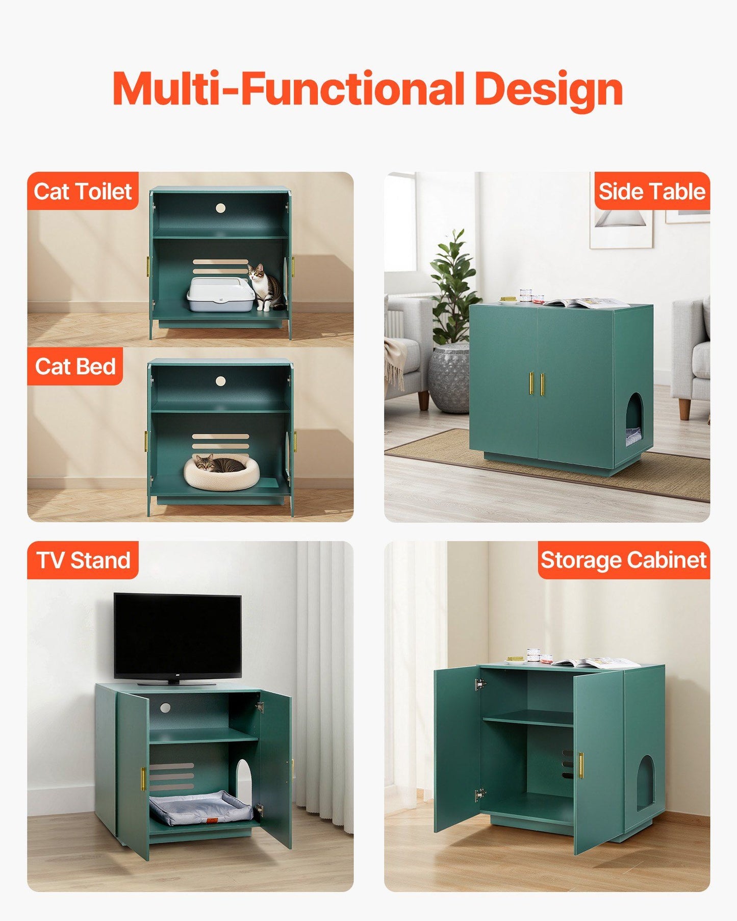 Hidden Cat Litter Box Enclosure | 80cm Wooden Cabinet Washroom