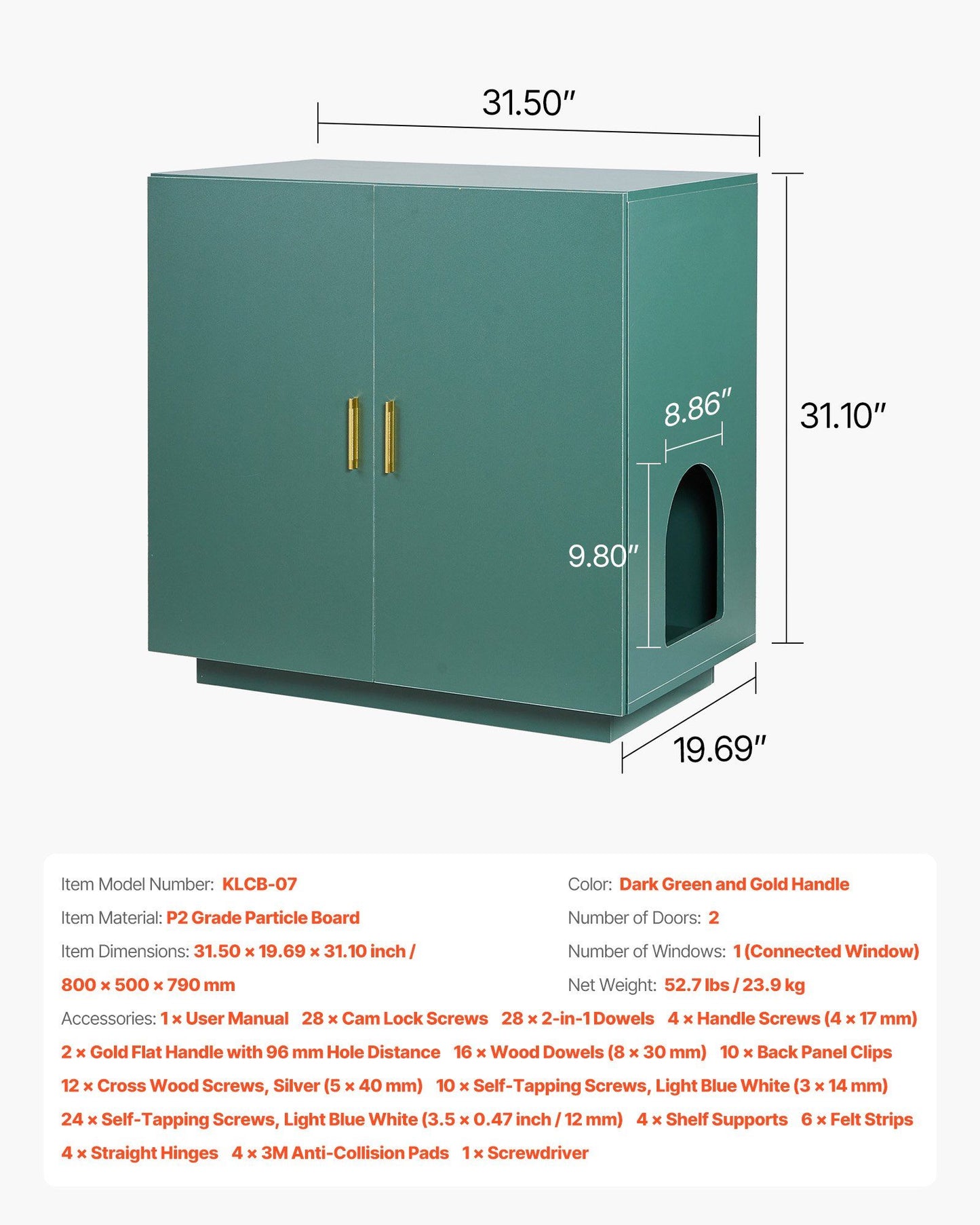 Hidden Cat Litter Box Enclosure | 80cm Wooden Cabinet Washroom