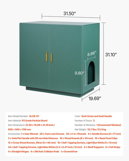 Hidden Cat Litter Box Enclosure | 80cm Wooden Cabinet Washroom