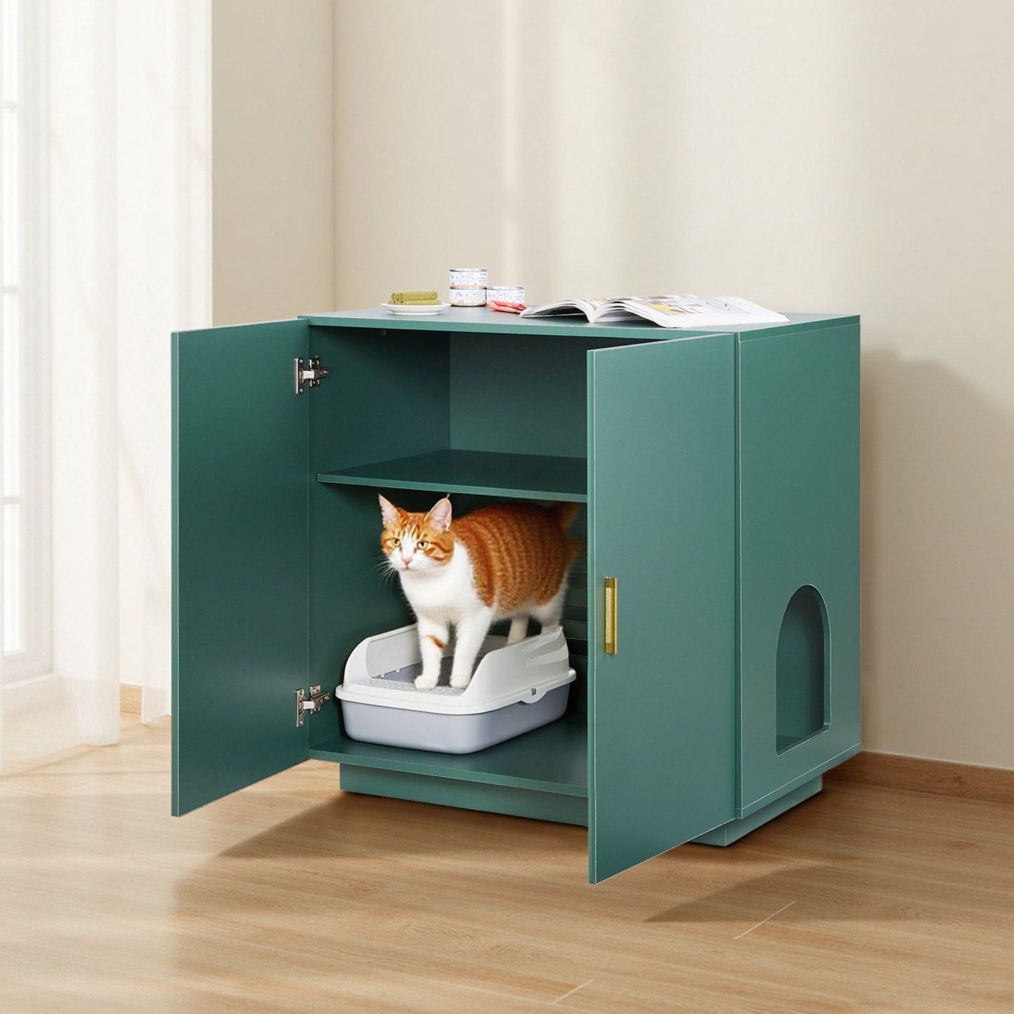 Hidden Cat Litter Box Enclosure | 80cm Wooden Cabinet Washroom