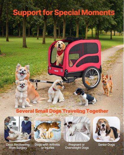 Dog Bike Trailer | 45KG Capacity | Pet Cart Bicycle Carrier with Leash