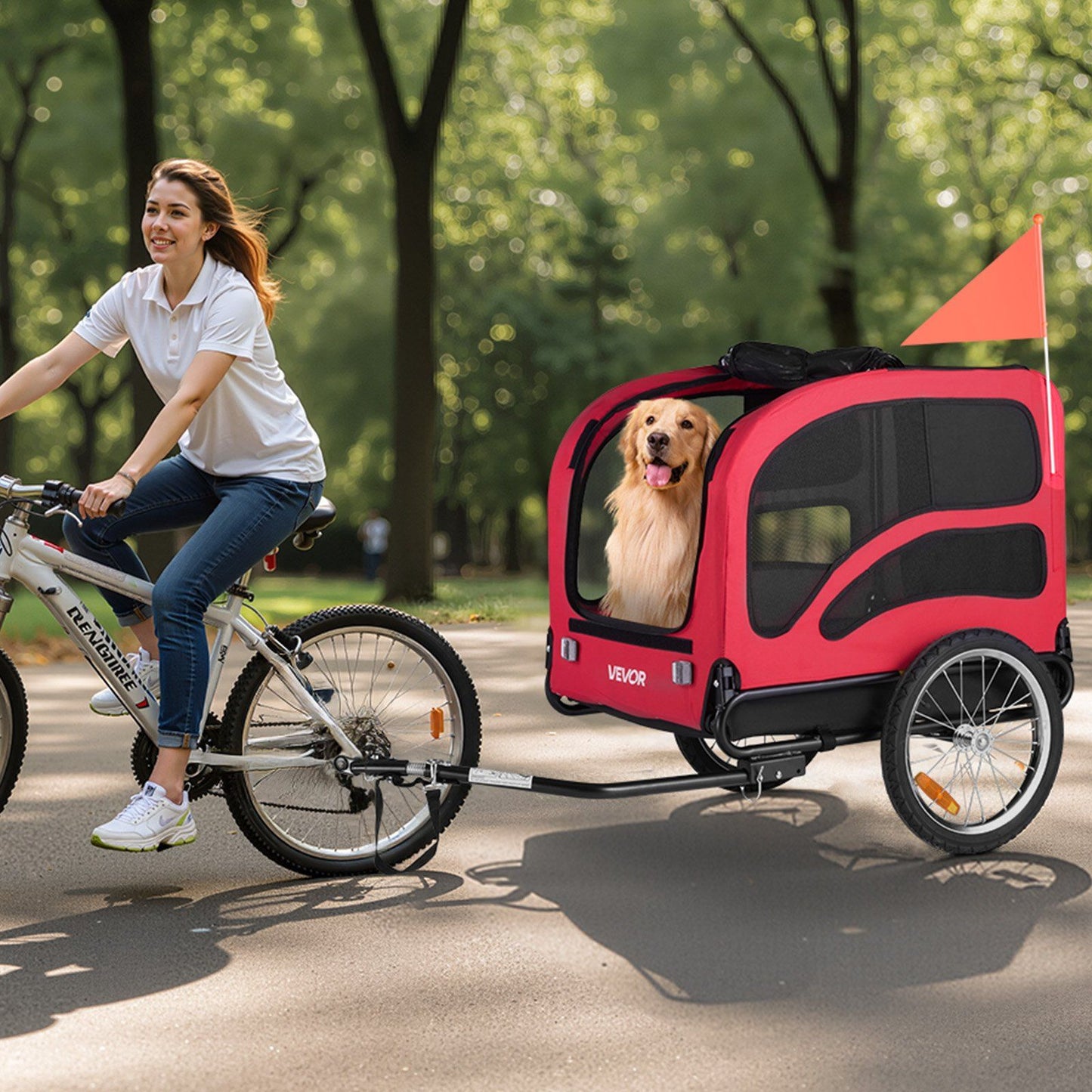 Dog Bike Trailer | 45KG Capacity | Pet Cart Bicycle Carrier with Leash