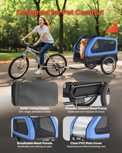 Dog Bike Trailer | 40KG Capacity | Pet Cart Bicycle Carrier with Leash