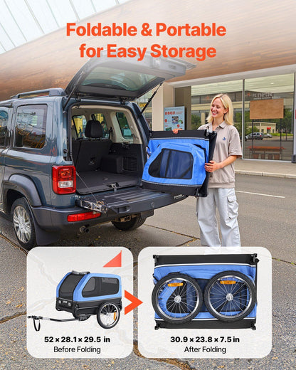 Dog Bike Trailer | 40KG Capacity | Pet Cart Bicycle Carrier with Leash