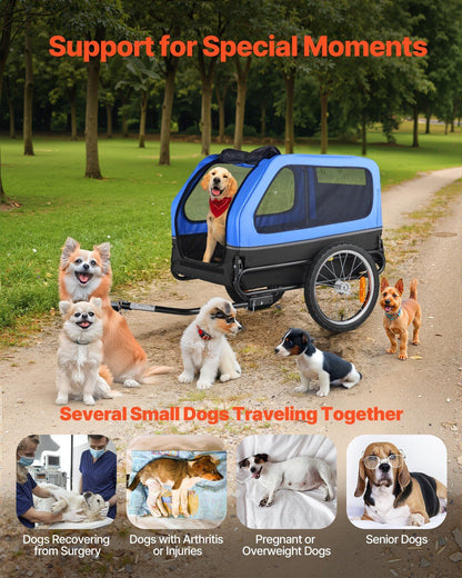 Dog Bike Trailer | 40KG Capacity | Pet Cart Bicycle Carrier with Leash
