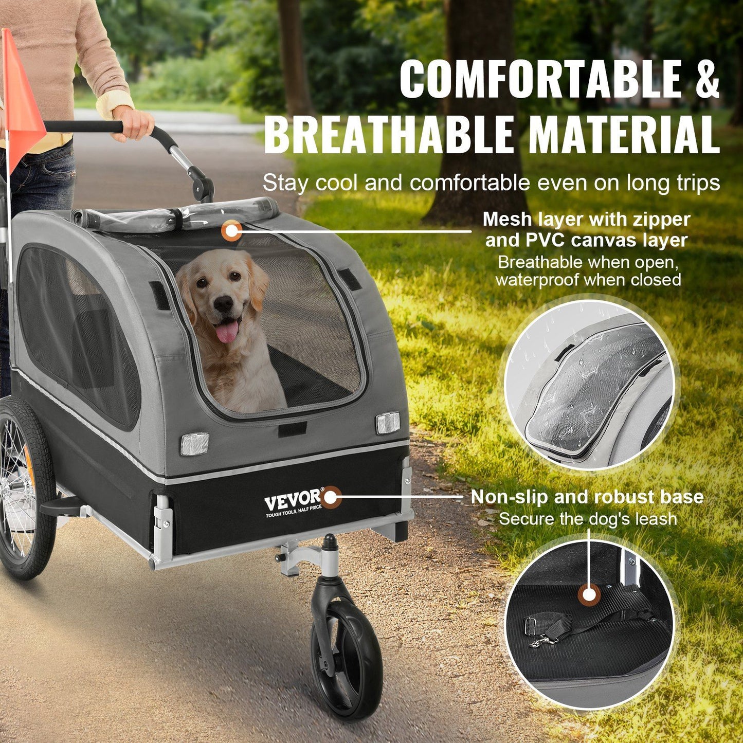 Dog Bike Trailer | 40KG Capacity | Black/Gray