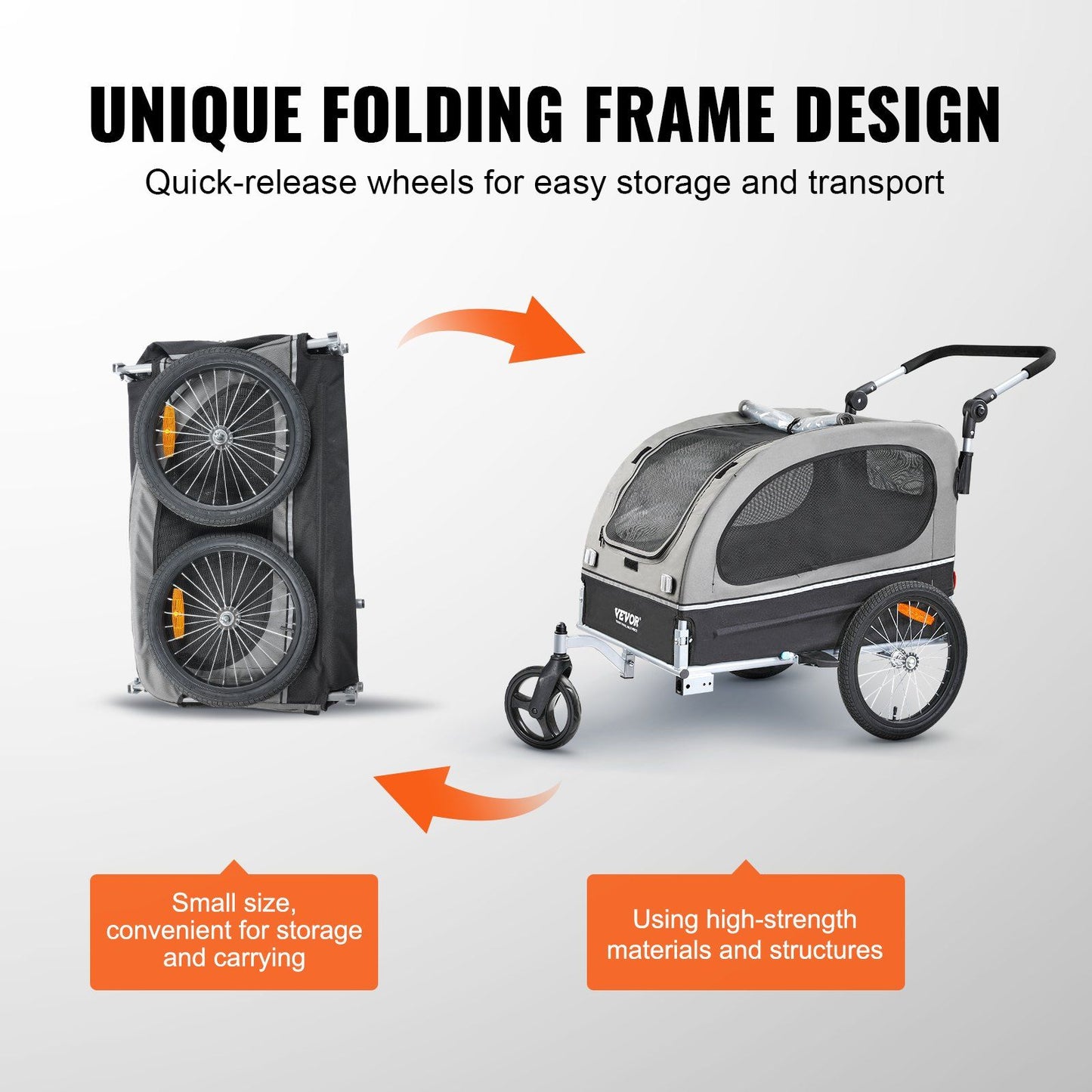 Dog Bike Trailer | 40KG Capacity | Black/Gray