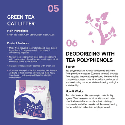 PurrHaven Green Tea Clumping Cat Litter | 7.5kg x 3 Pack | Dust Free