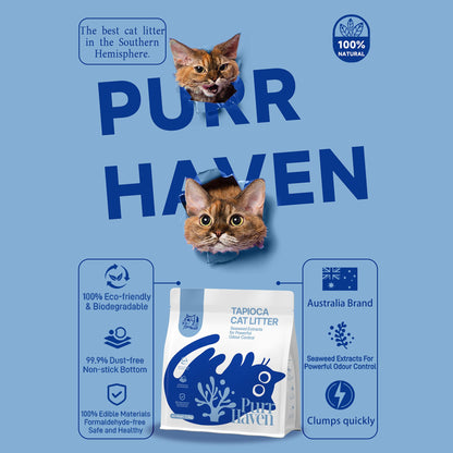 PurrHaven Tapioca Clumping Cat Litter | 7.5kg x 3 Pack | Multi-Cat