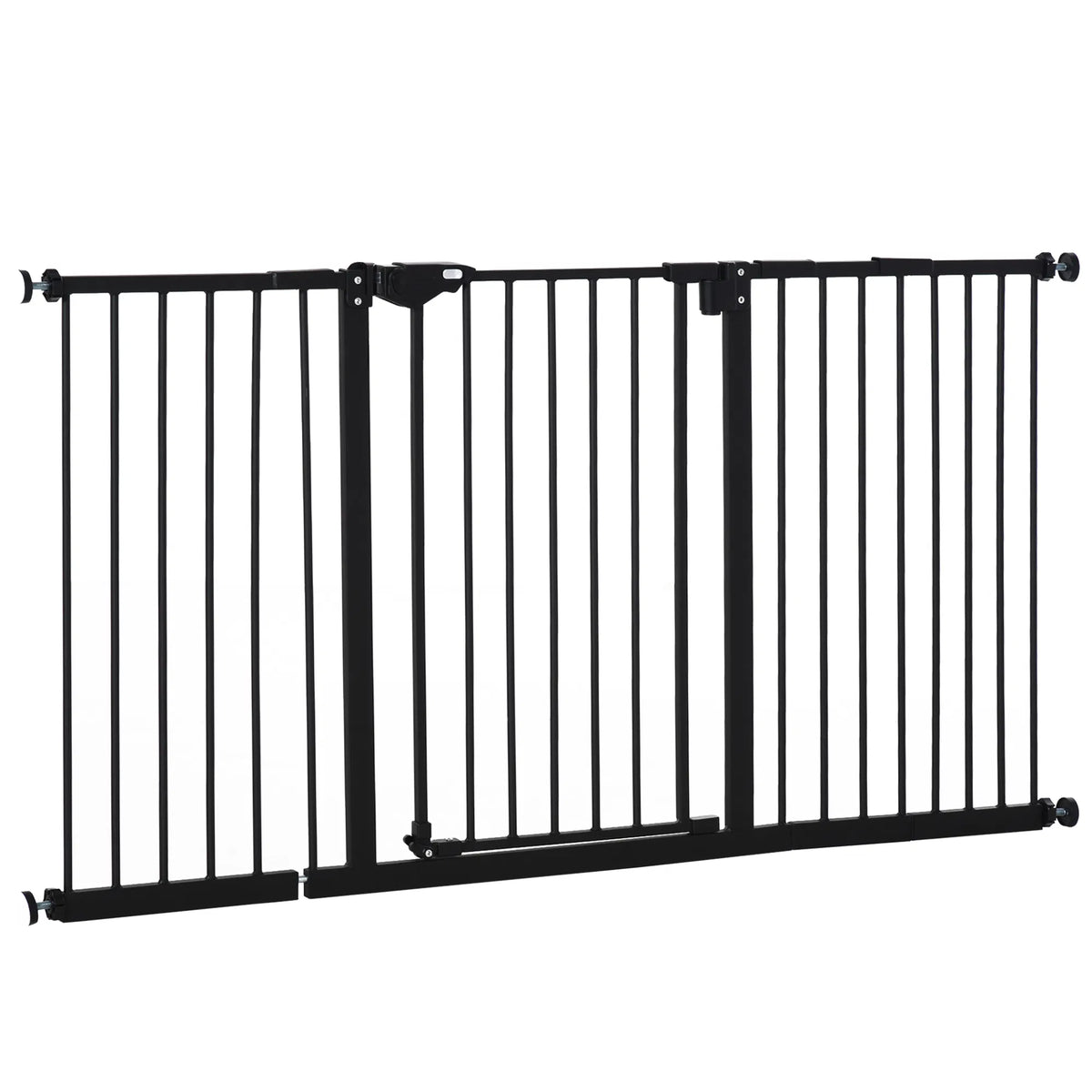 Pet Gate with Door Dog Gate and Barrier Indoor for Stairs Includes 7", 8", 12" Extensions Kit, 30 Inch Tall Pressure-Mou