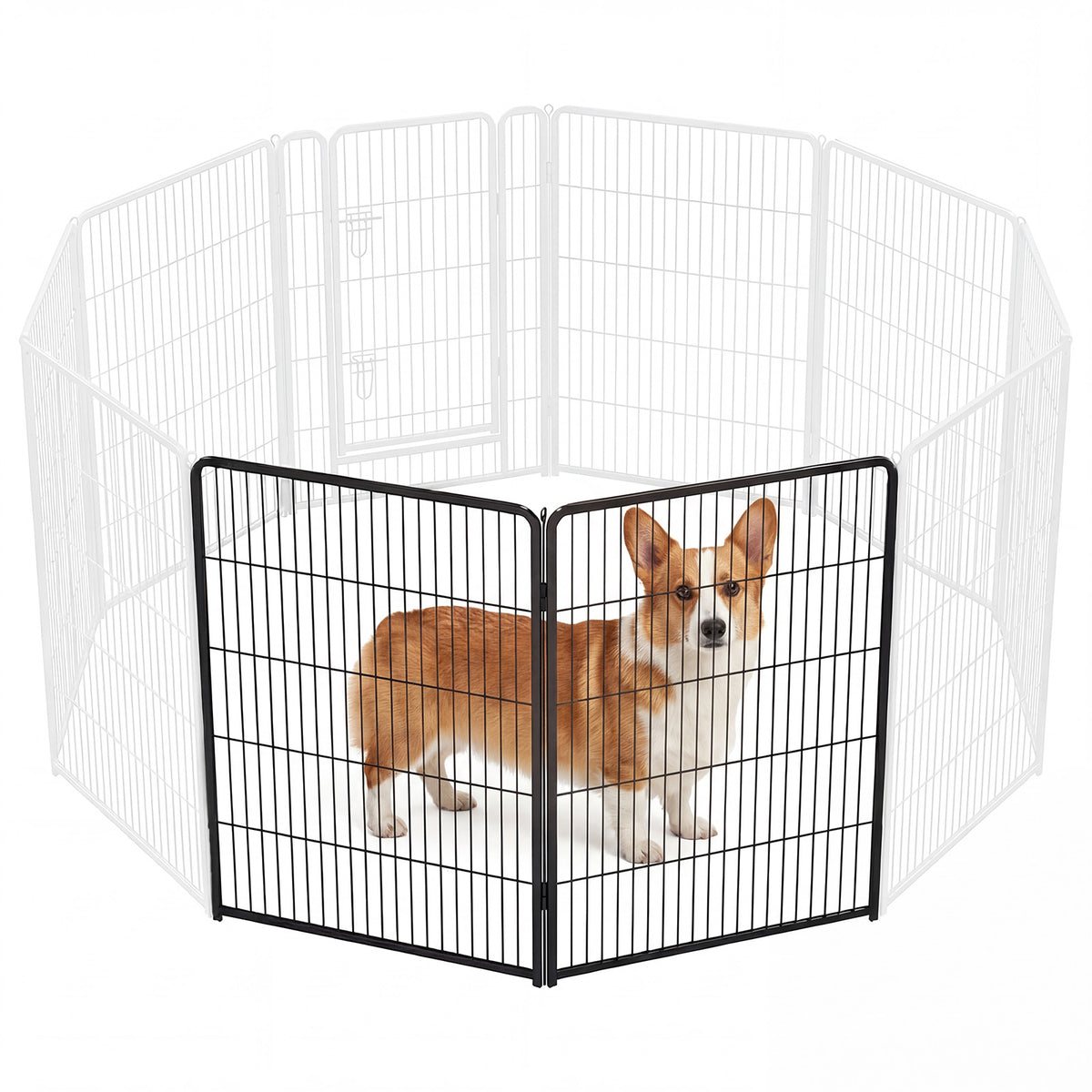 Metal Material, Foldable Pet Fence With A Door, Suitable For Small, Medium And Large-sized Dogs Outdoors