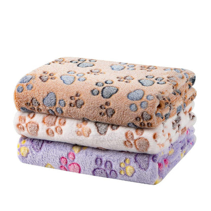 3 Pack Pet Blanket, Soft Plush Paw Print Dog Blanket Washable, Warm Fleece Cat Blanket For Large Medium Dogs, Sofa Couch