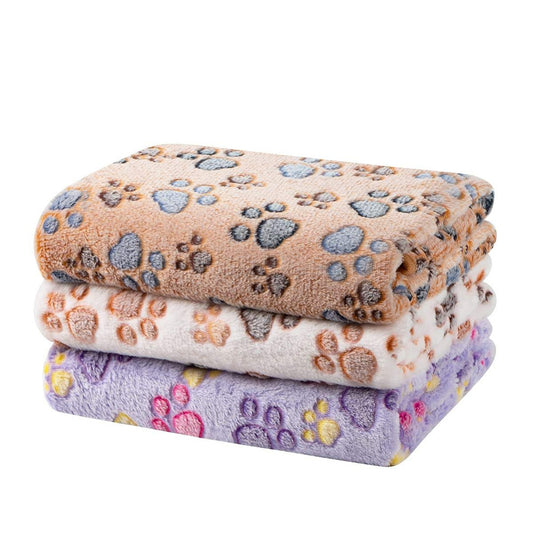 3 Pack Pet Blanket, Soft Plush Paw Print Dog Blanket Washable, Warm Fleece Cat Blanket For Large Medium Dogs, Sofa Couch