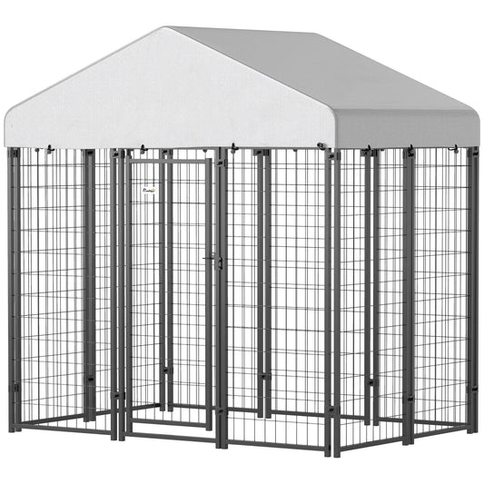 Outdoor Dog Kennel with Waterproof UV-Resistant Cover, 6 x 4 x 6 ft