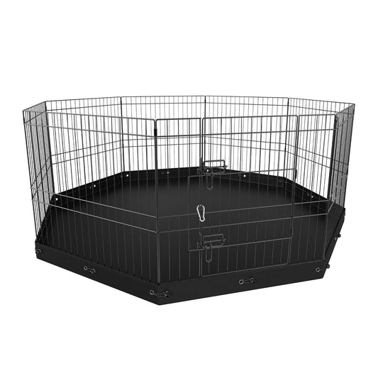 Dog Playpen, 8 Panels Foldable Metal Dog Exercise Pen With Bottom Pad, 24' H Pet Fence Puppy Crate Kennel With Ground St