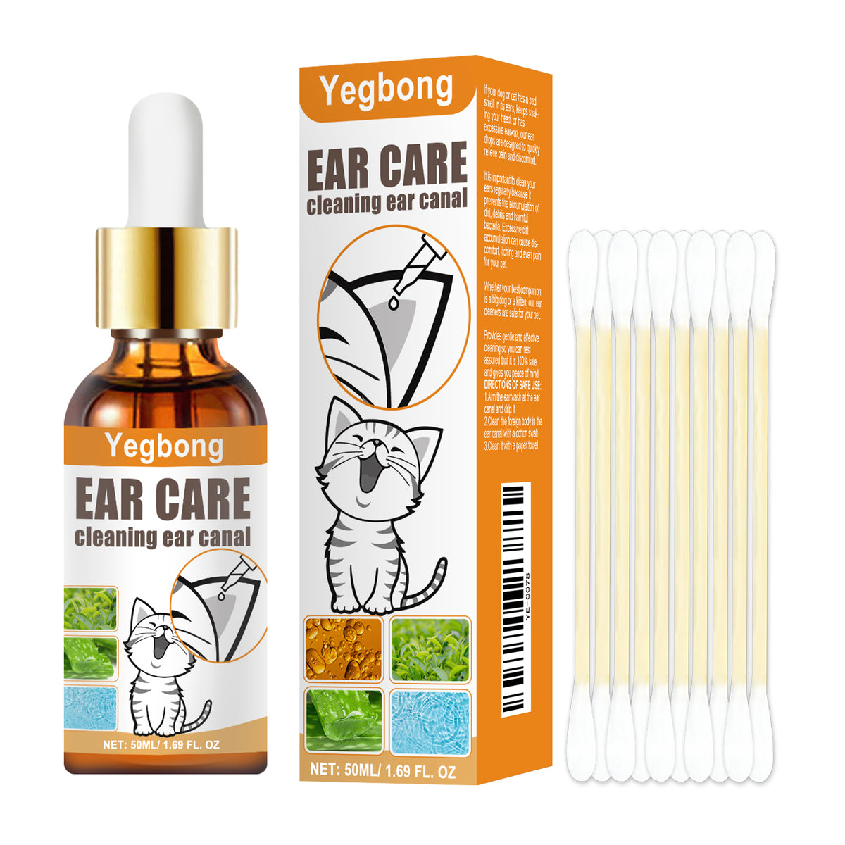 Pet Ear Cleaner Drops, Dog & Cat Ear Care Solution With Aloe, Glycerin & Tea Tree Oil, Gentle Ear Cleanser For Removing 