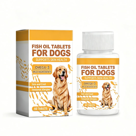 Dog Fish Oil Chewable Tablets,3 Skin & Coat Supplement For Itchy Skin, Seasonal Allergies, Support Bone, Digestion & Rep