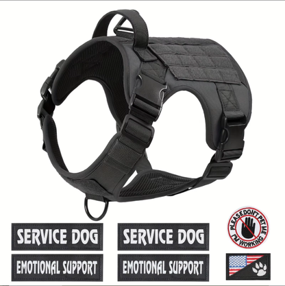Hiphoppet US Local Tactical Service Dog Harness Vest Adjustable Reflective No Pulling Large Dog Harness With Metal Buckl