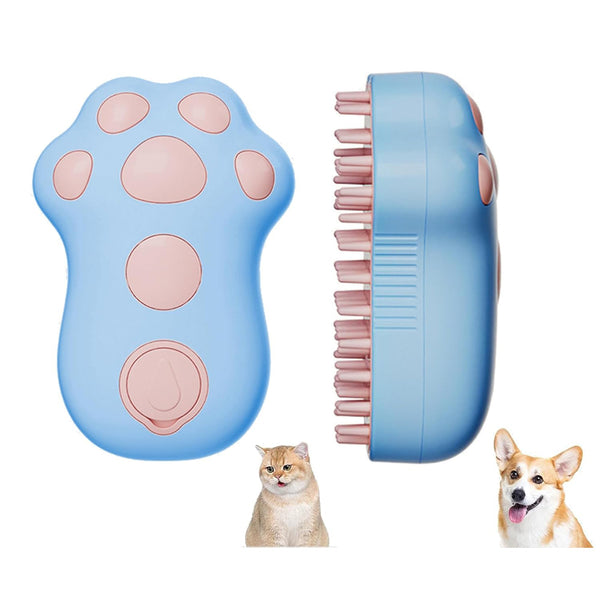 Rechargeable Steam Cat Brush, Cute Paw Shape Pet Steamer Grooming Brush With Soft Silicone Teeth For Dog Cat Massage, Sh