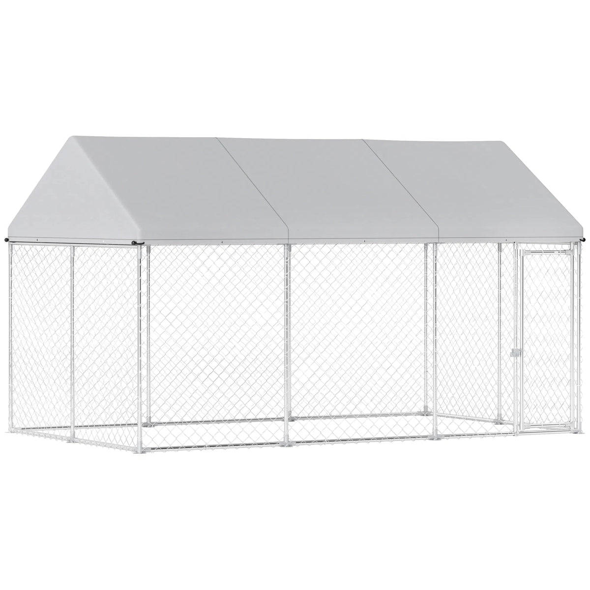 Galvanized Steel Outdoor Dog Kennel with Roof, Safety Lock, for Backyard, 13.1' x 7.5' x 7.8'