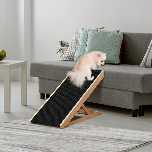Elevated Dog Ramp for Bed, Foldable and Height Adjustable Pet Ramp for Cats with Non-Slip Finish, Pine 35.5" L x 16" W x