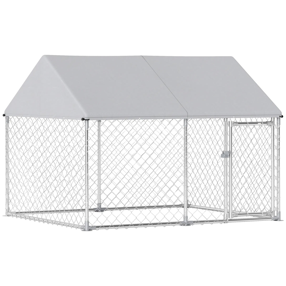 Outdoor Dog Kennel with Waterproof & Anti-UV Cover, Quick-Connect Frame, Secure Lock for Small Medium Dogs