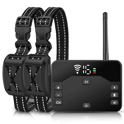2 In 1 Wireless Electric Dog Fence Waterproof Pet Shock Boundary Containment System Electric Training Collar With 2 Rece