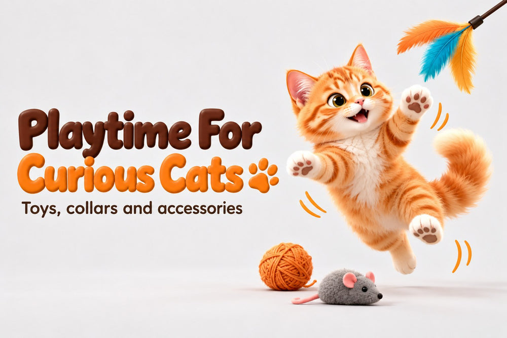 Playtime for curious cats: toys, collars and accessories